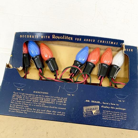 Vintage Christmas Royalites Lighting Kit Box Lamps 7 Light Set C9 Swirl Works! - Picture 3 of 5